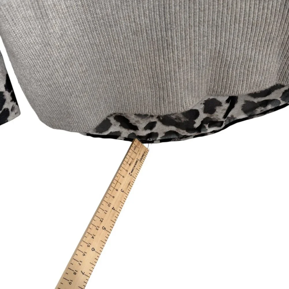 Brochu Walker The Looker Combo Sweater XS Gray Animal Print Wool Cashmere Preppy - Picture 3 of 11